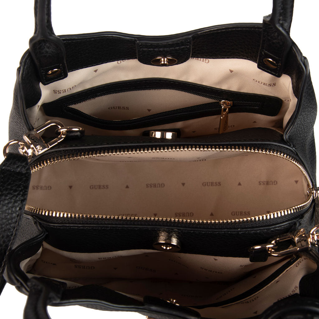 BORSA DONNA GUESS CON LOGO TRIANGOLO E CHARM PORTAMONETE - COL. NERO