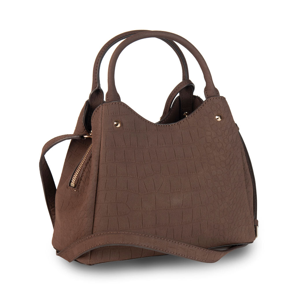 BORSA DONNA GUESS CON LOGO TRIANGOLO E CHARM PORTAMONETE - COL. ESPRESSO