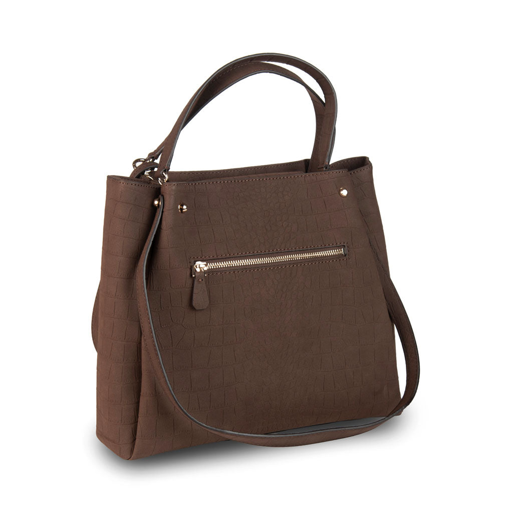 SHOPPER DONNA GUESS CON LOGO TRIANGOLO E CHARM PORTAMONETE - COL. ESPRESSO