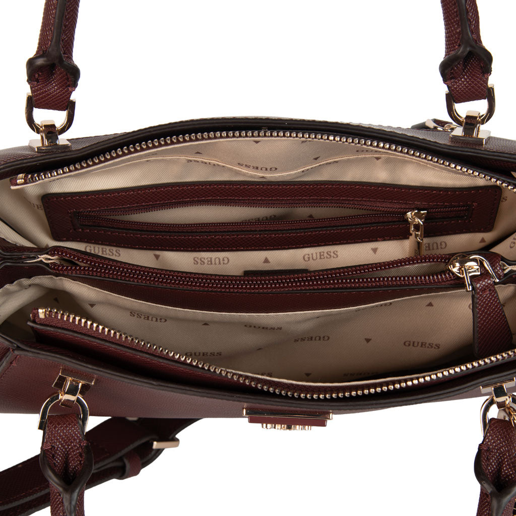 BORSA DONNA GUESS MOD. "NOELLE" SAFFIANO - COL. BURGUNDY