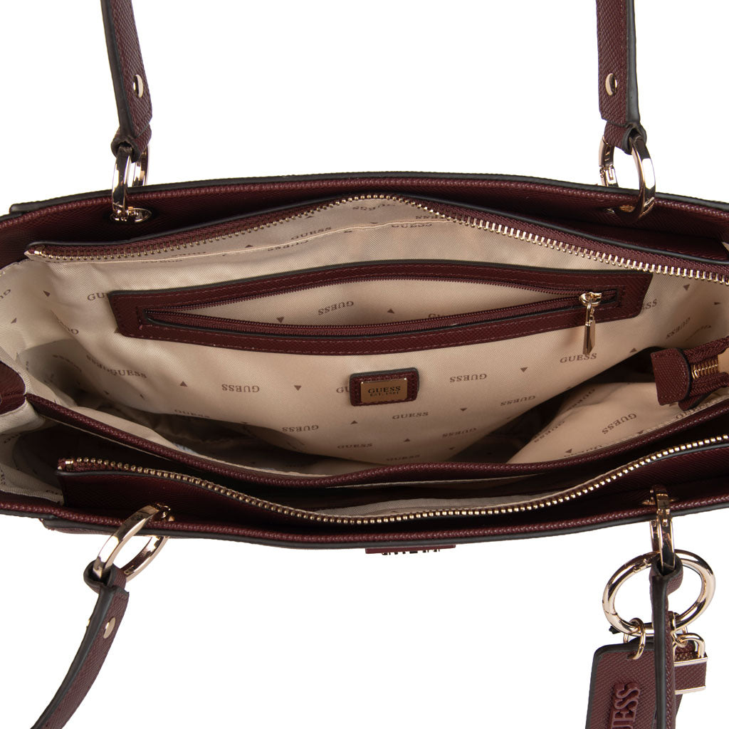 SHOPPER DONNA GUESS MOD. "NOELLE" SAFFIANO - COL. BURGUNDY