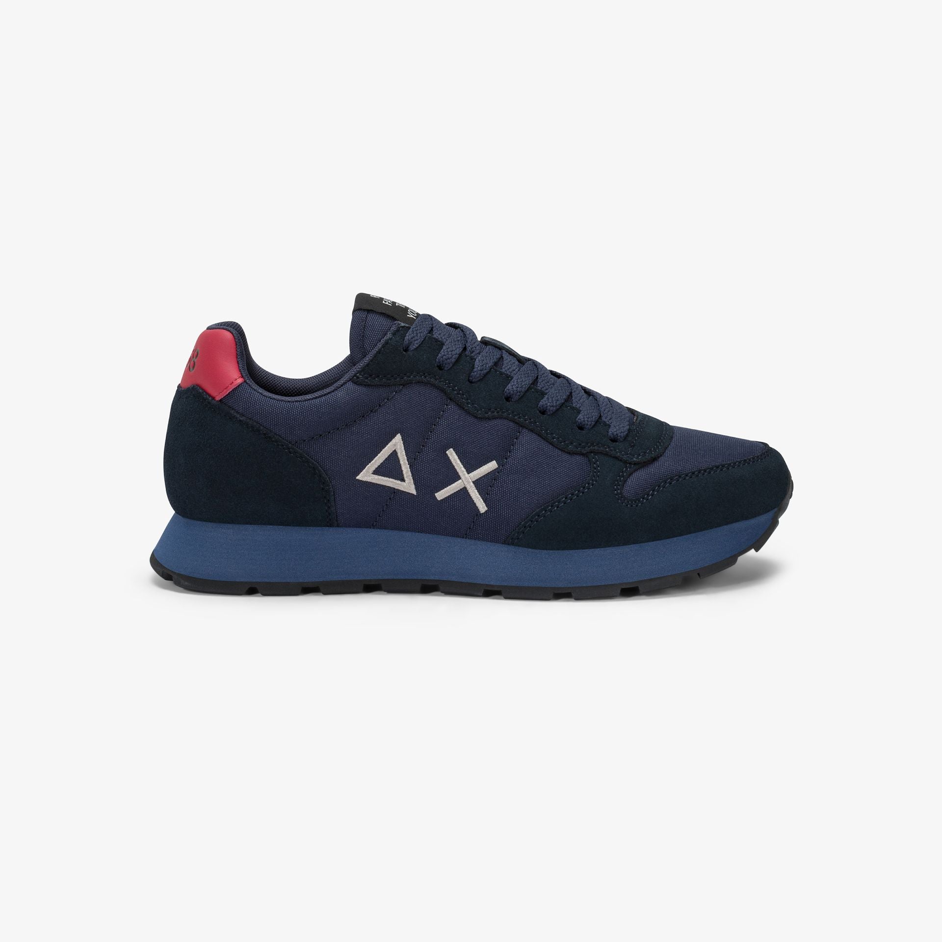 SNEAKERS UOMO SUN68 MOD. "TOM SOLID" IN NYLON E SUEDE - COL. BLU NAVY / BORDEAUX