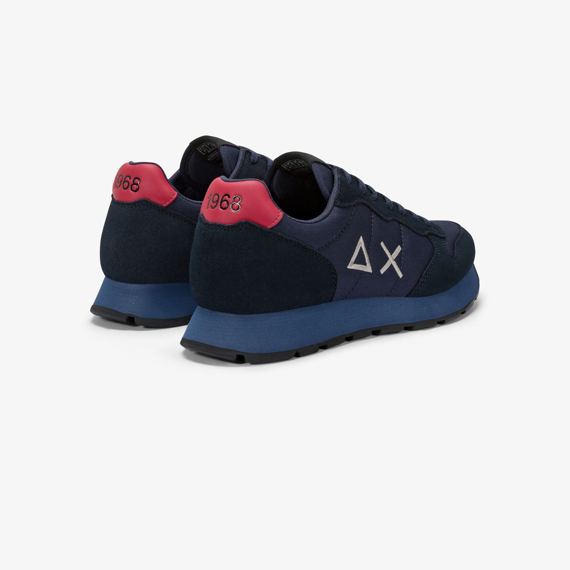 SNEAKERS UOMO SUN68 MOD. "TOM SOLID" IN NYLON E SUEDE - COL. BLU NAVY / BORDEAUX