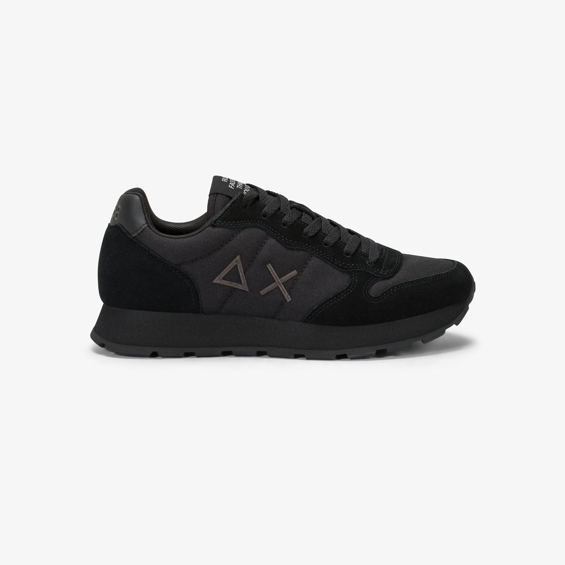 SNEAKERS UOMO SUN68 MOD. "TOM SOLID" IN NYLON E SUEDE - COL. NERO / GRIGIO SCURO