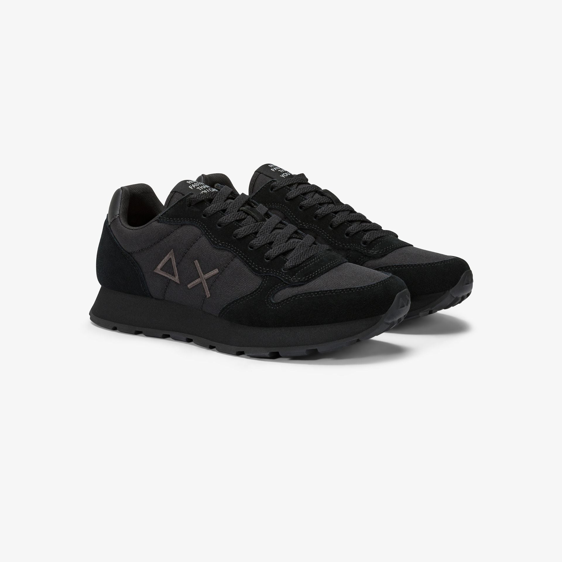 SNEAKERS UOMO SUN68 MOD. "TOM SOLID" IN NYLON E SUEDE - COL. NERO / GRIGIO SCURO