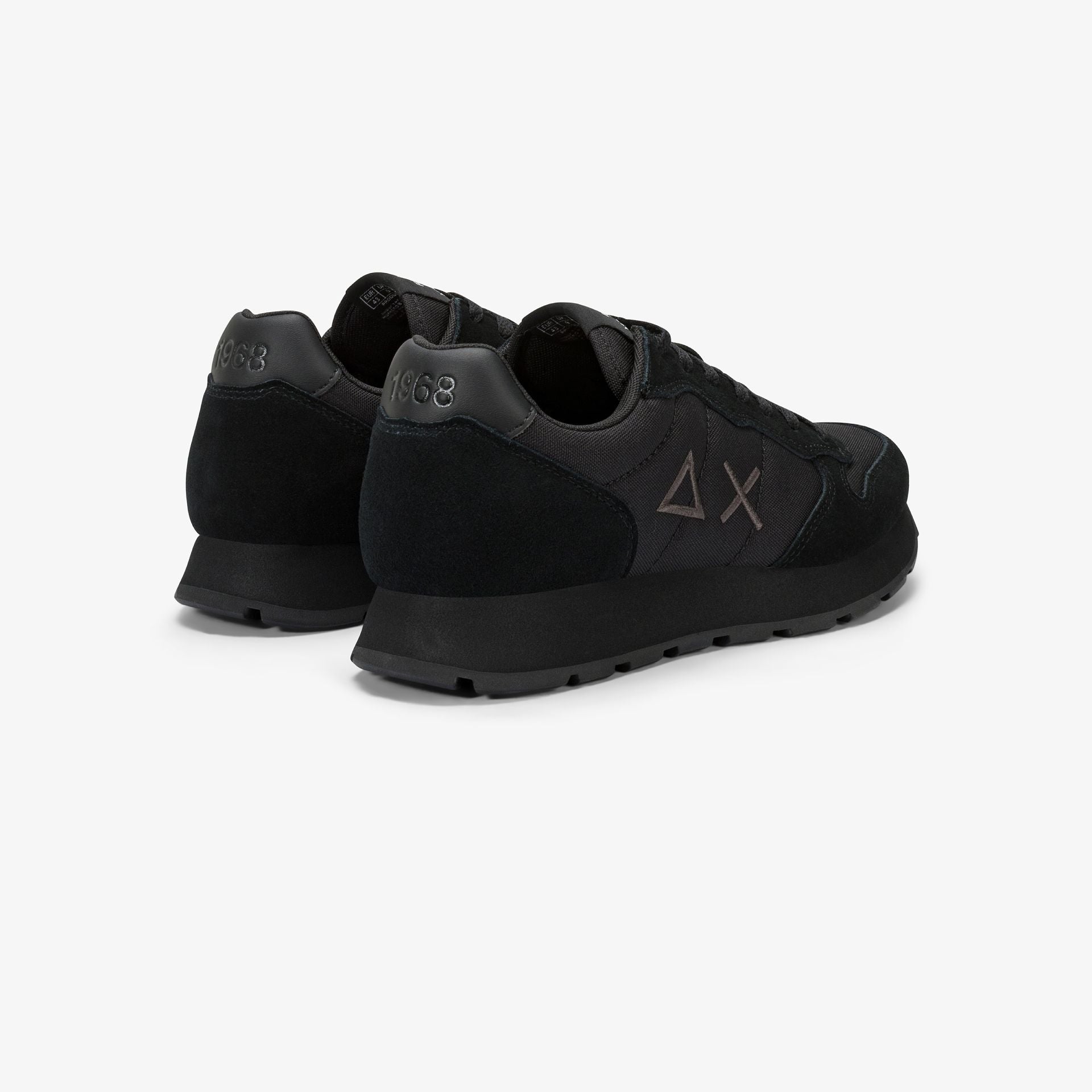 SNEAKERS UOMO SUN68 MOD. "TOM SOLID" IN NYLON E SUEDE - COL. NERO / GRIGIO SCURO
