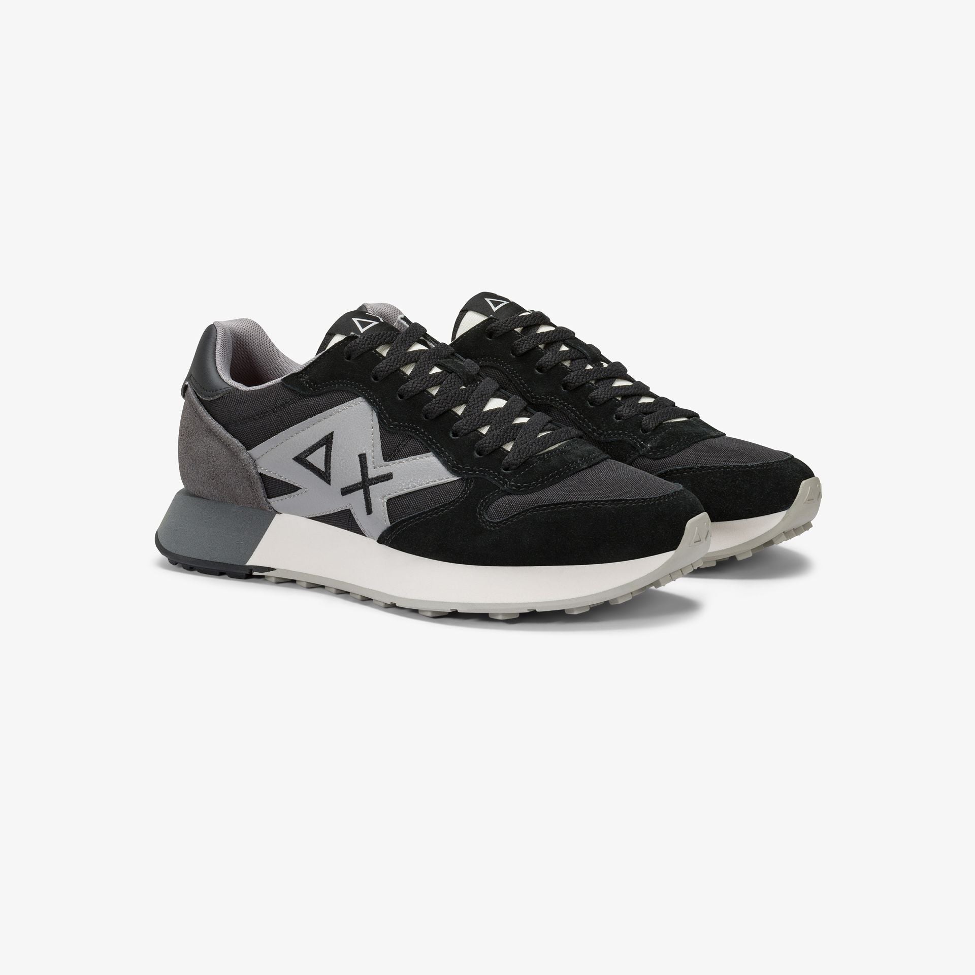 SNEAKERS UOMO SUN68 MOD. "JAKI SOLID" IN NYLON E SUEDE - COL. NERO