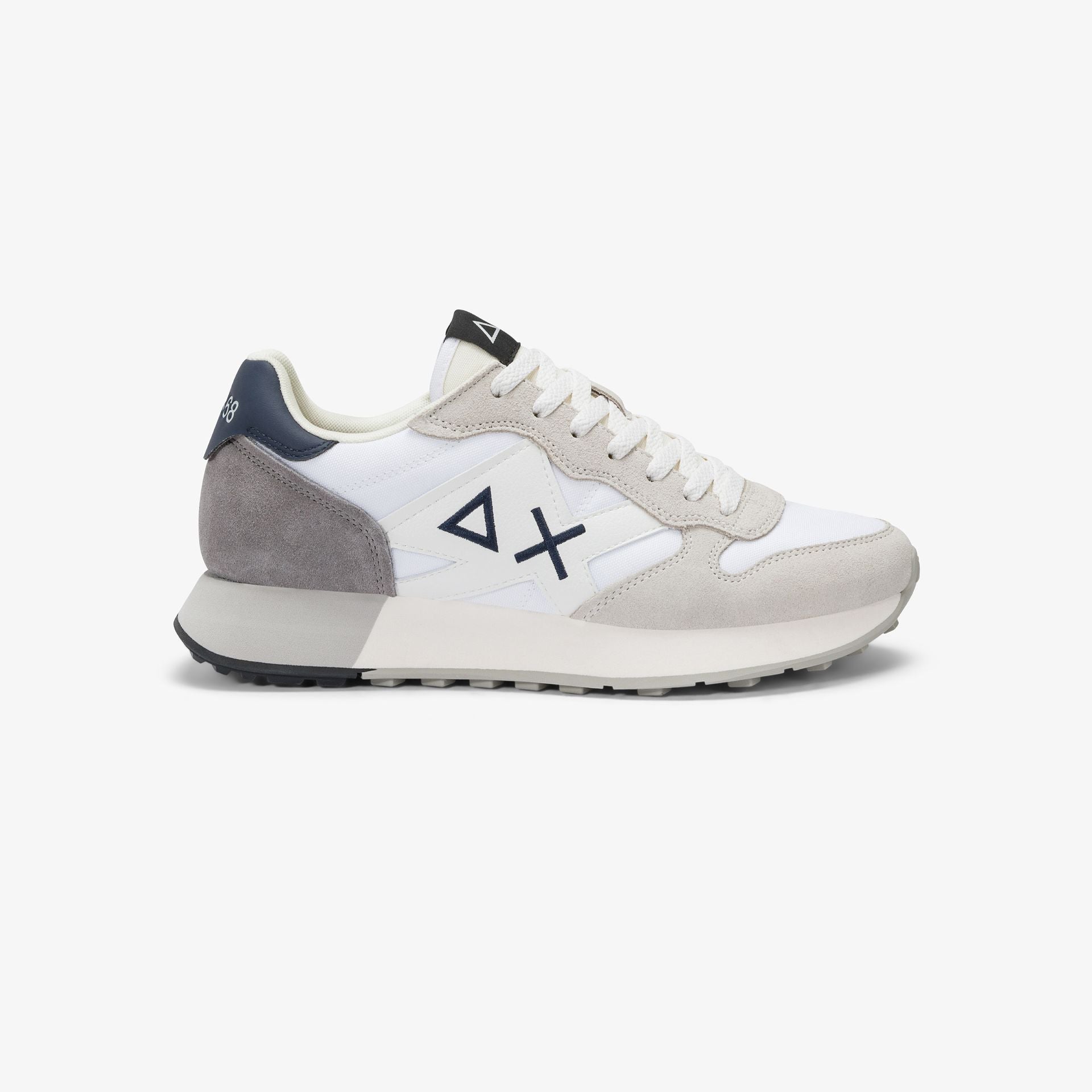 SNEAKERS UOMO SUN68 MOD. "JAKI SOLID" IN NYLON E SUEDE - COL. BIANCO