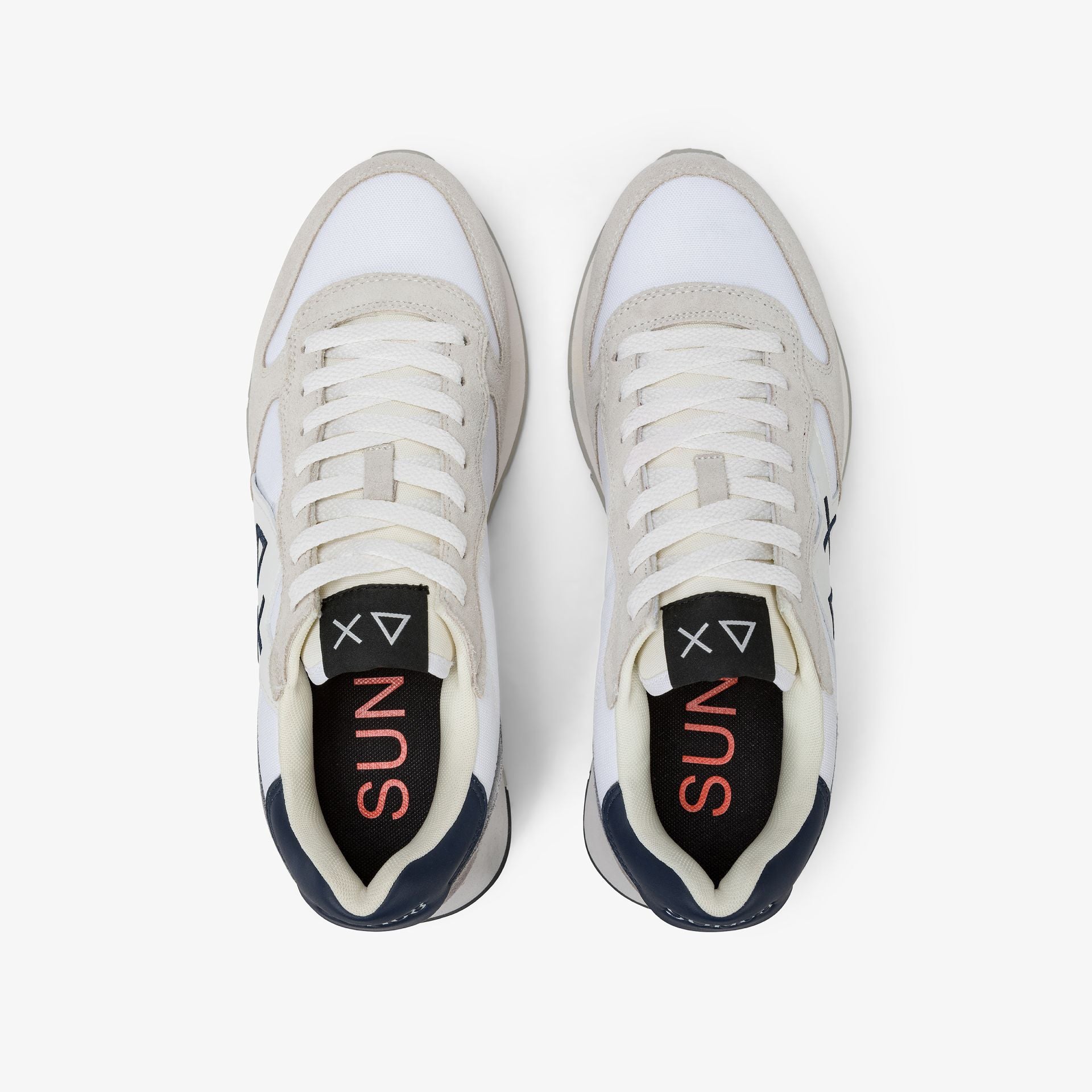 SNEAKERS UOMO SUN68 MOD. "JAKI SOLID" IN NYLON E SUEDE - COL. BIANCO