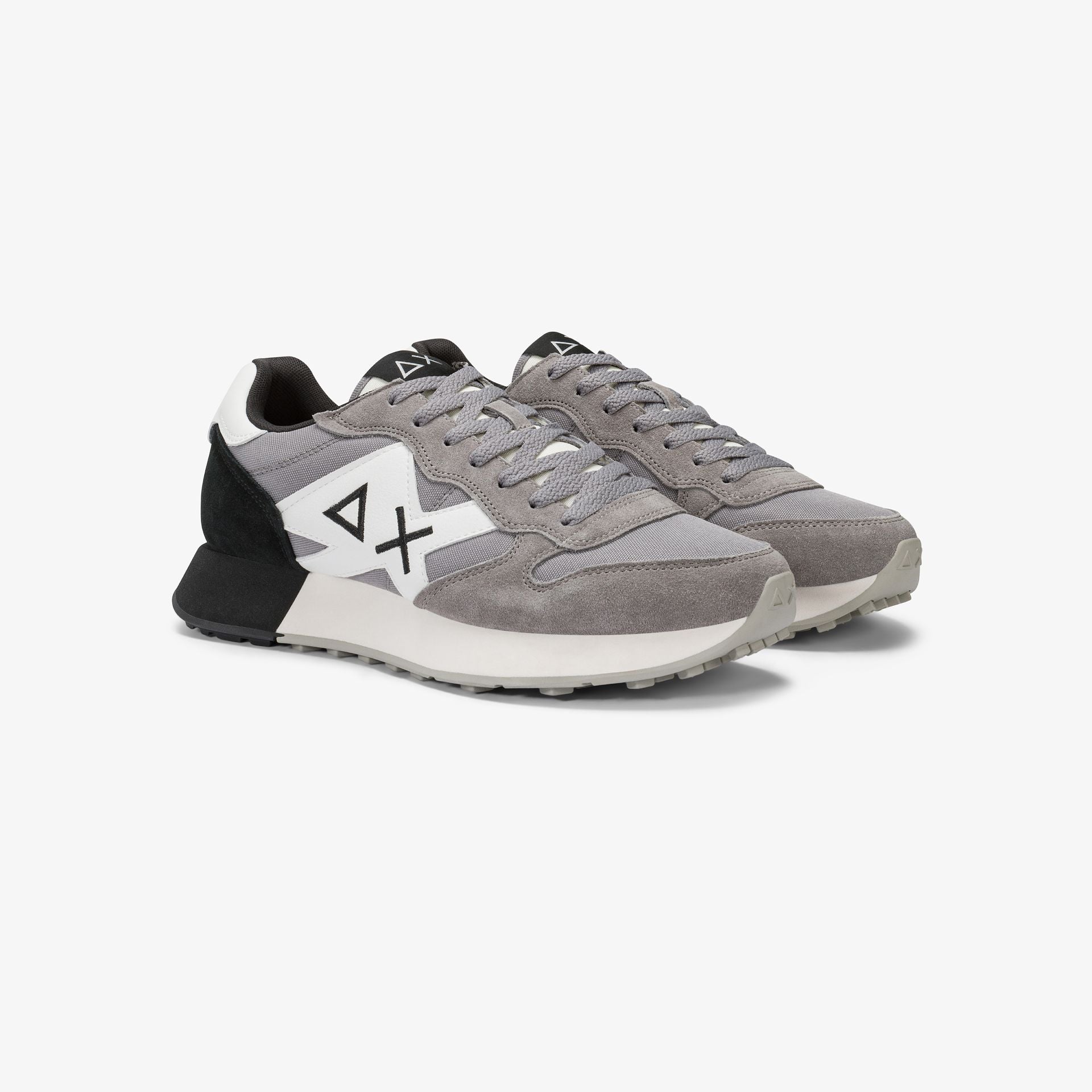 SNEAKERS UOMO SUN68 MOD. "JAKI SOLID" IN NYLON E SUEDE - COL. GRIGIO MEDIO