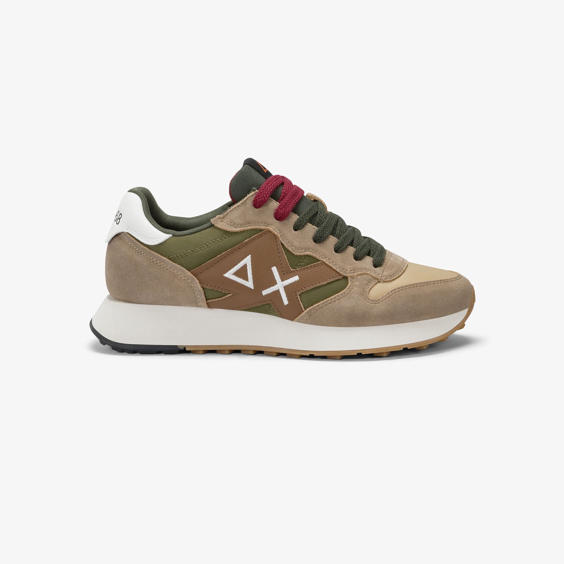 SNEAKERS UOMO SUN68 MOD. "JAKI BICOLOR" IN NYLON E SUEDE - COL. BEIGE SCURO