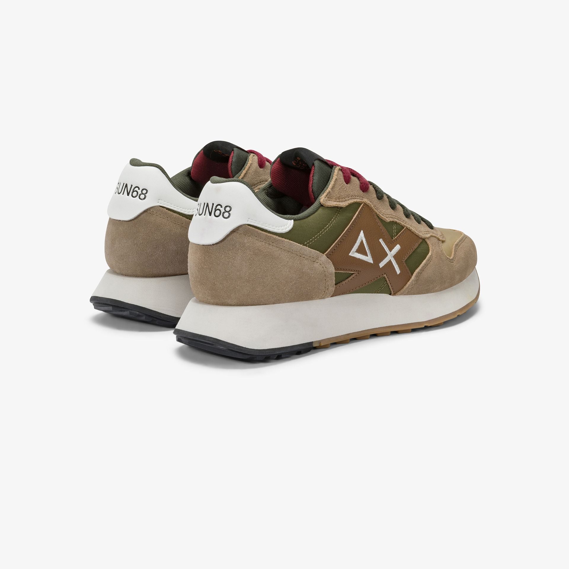 SNEAKERS UOMO SUN68 MOD. "JAKI BICOLOR" IN NYLON E SUEDE - COL. BEIGE SCURO