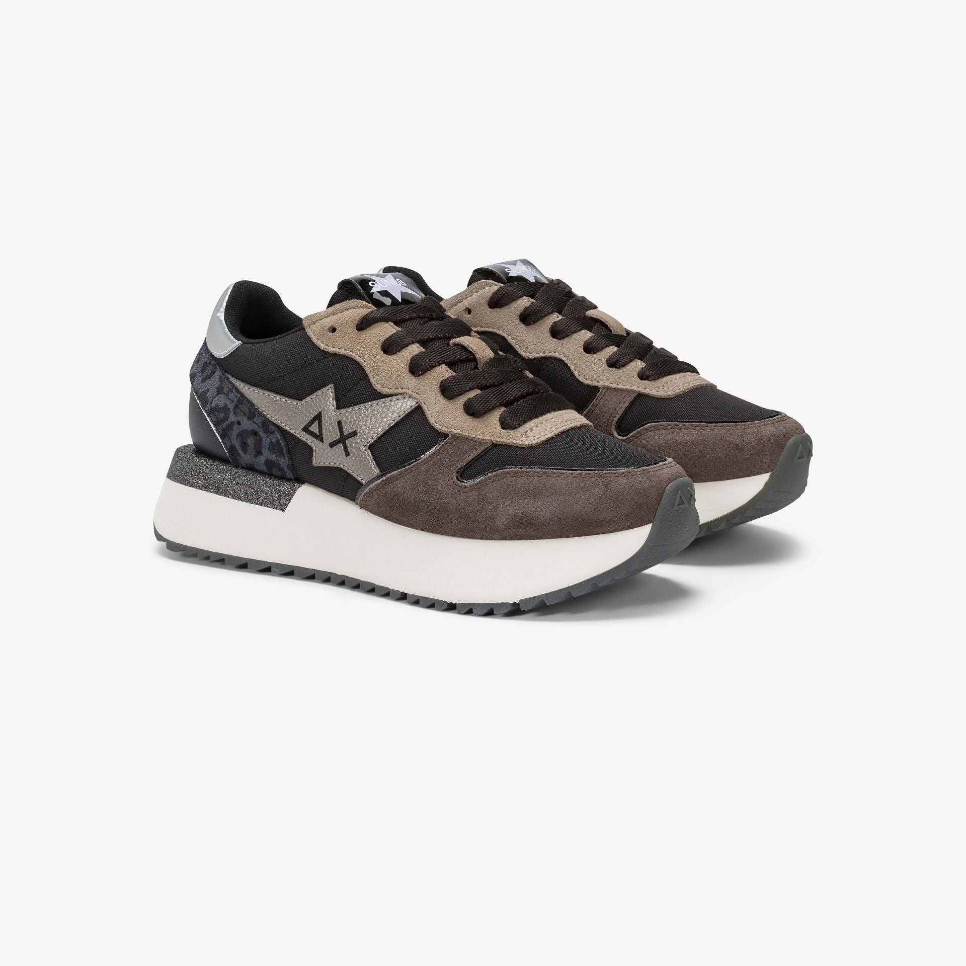 SNEAKERS DONNA SUN68 MOD. "BIG STARGIRL" IN NYLON E SUEDE - COL. NERO