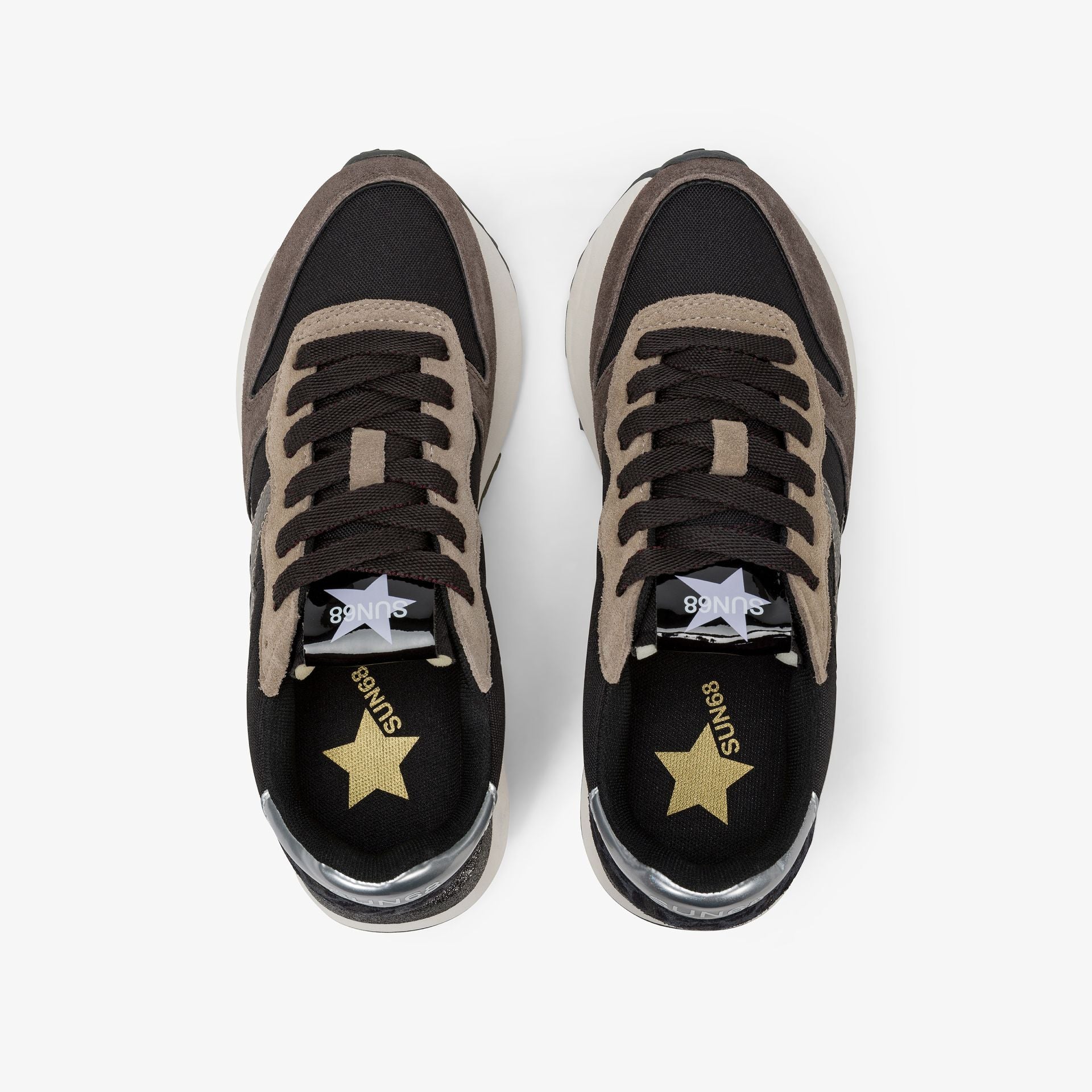 SNEAKERS DONNA SUN68 MOD. "BIG STARGIRL" IN NYLON E SUEDE - COL. NERO