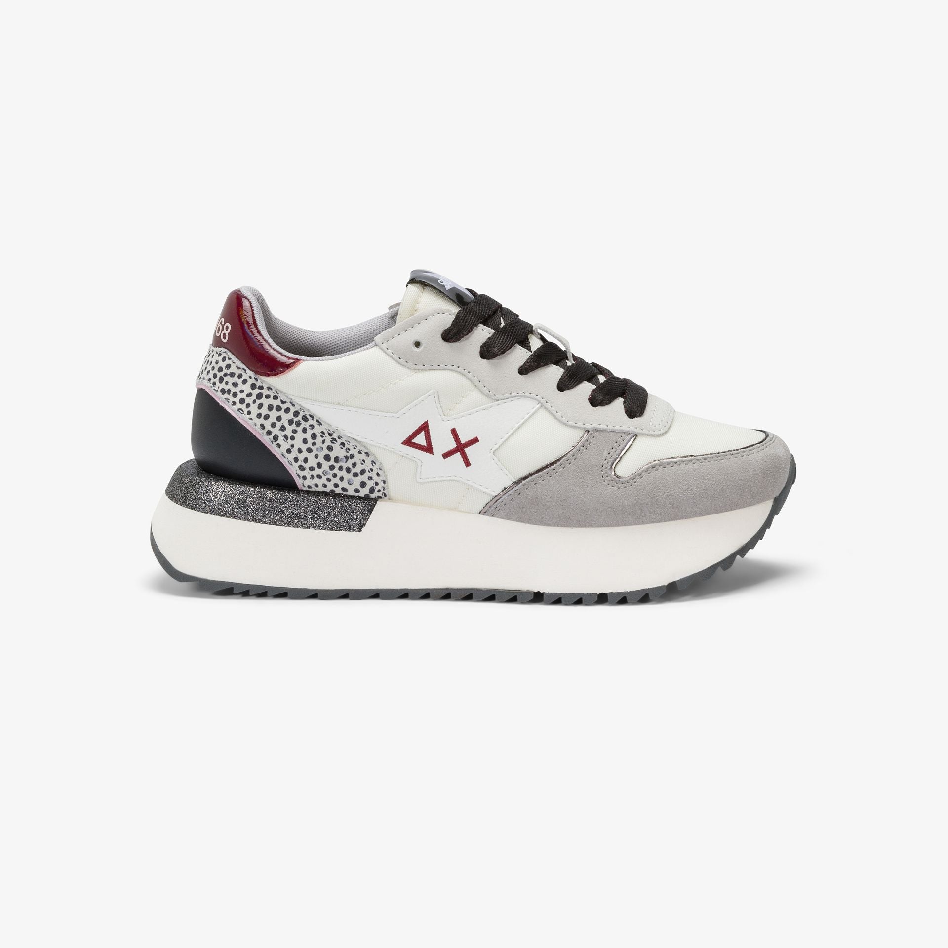 SNEAKERS DONNA SUN68 MOD. "BIG STARGIRL" IN NYLON E SUEDE - COL. BIANCO PANNA