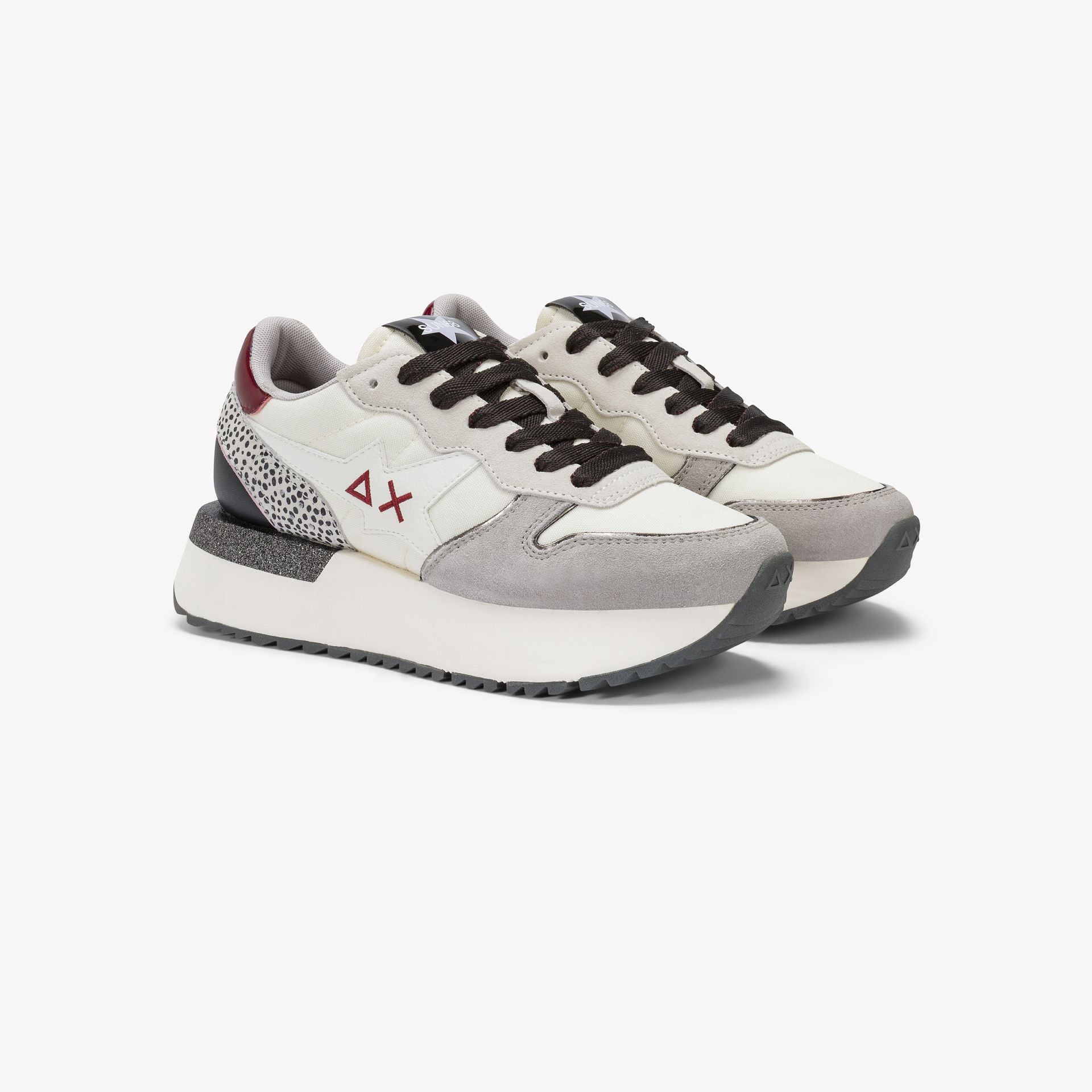 SNEAKERS DONNA SUN68 MOD. "BIG STARGIRL" IN NYLON E SUEDE - COL. BIANCO PANNA