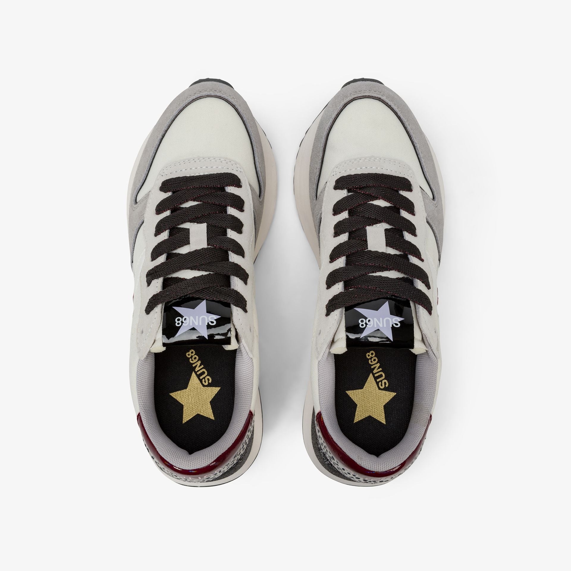 SNEAKERS DONNA SUN68 MOD. "BIG STARGIRL" IN NYLON E SUEDE - COL. BIANCO PANNA
