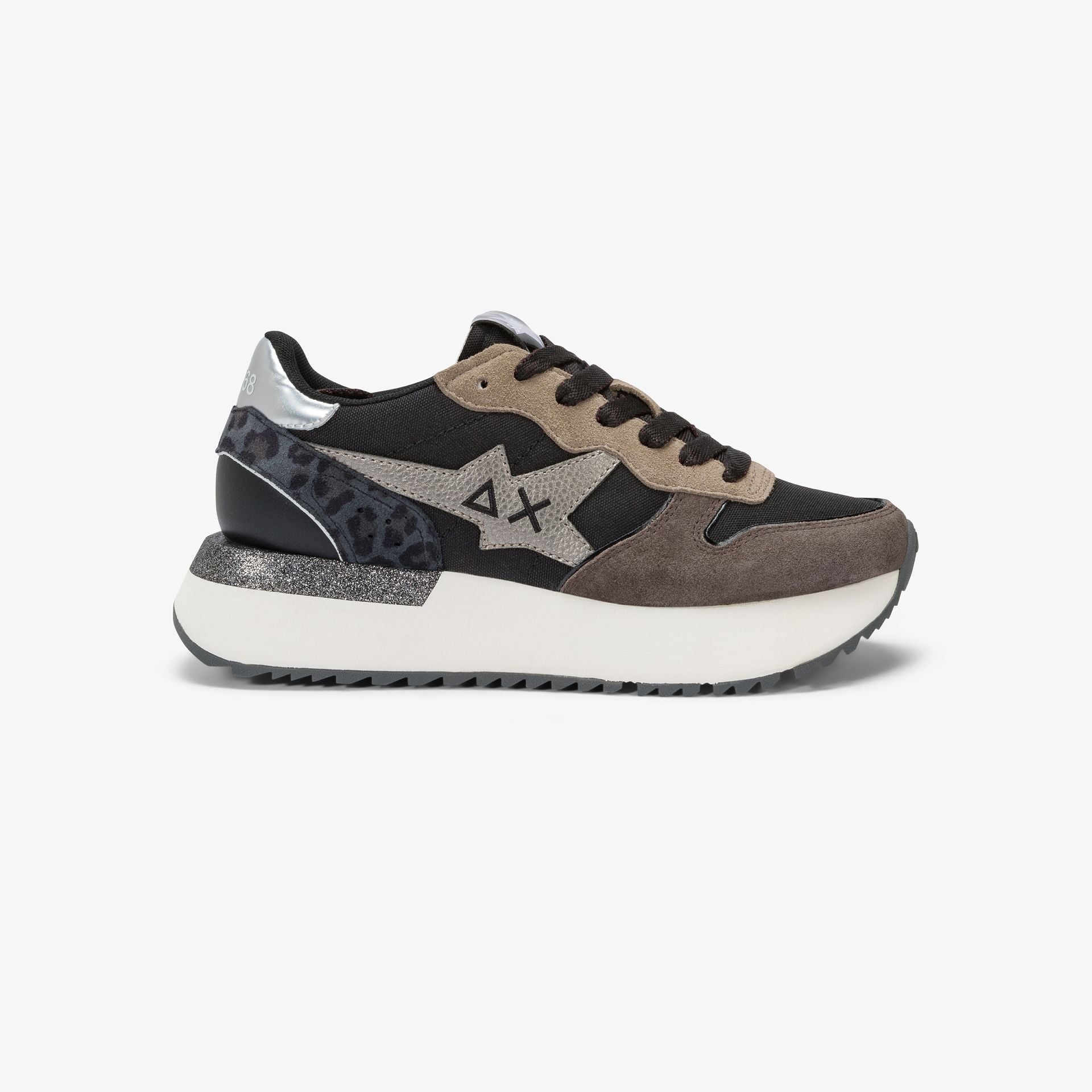 SNEAKERS DONNA SUN68 MOD. "BIG STARGIRL" IN NYLON E SUEDE - COL. NERO