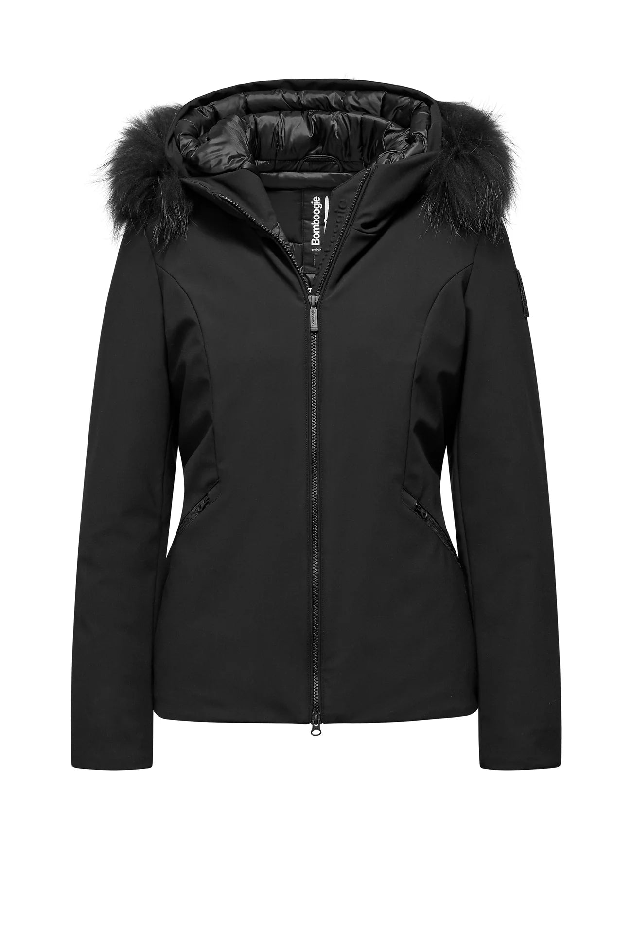 GIACCA DONNA BOMBOOGIE SLIM CON PELLICCIA REMOVIBILE - COL. NERO