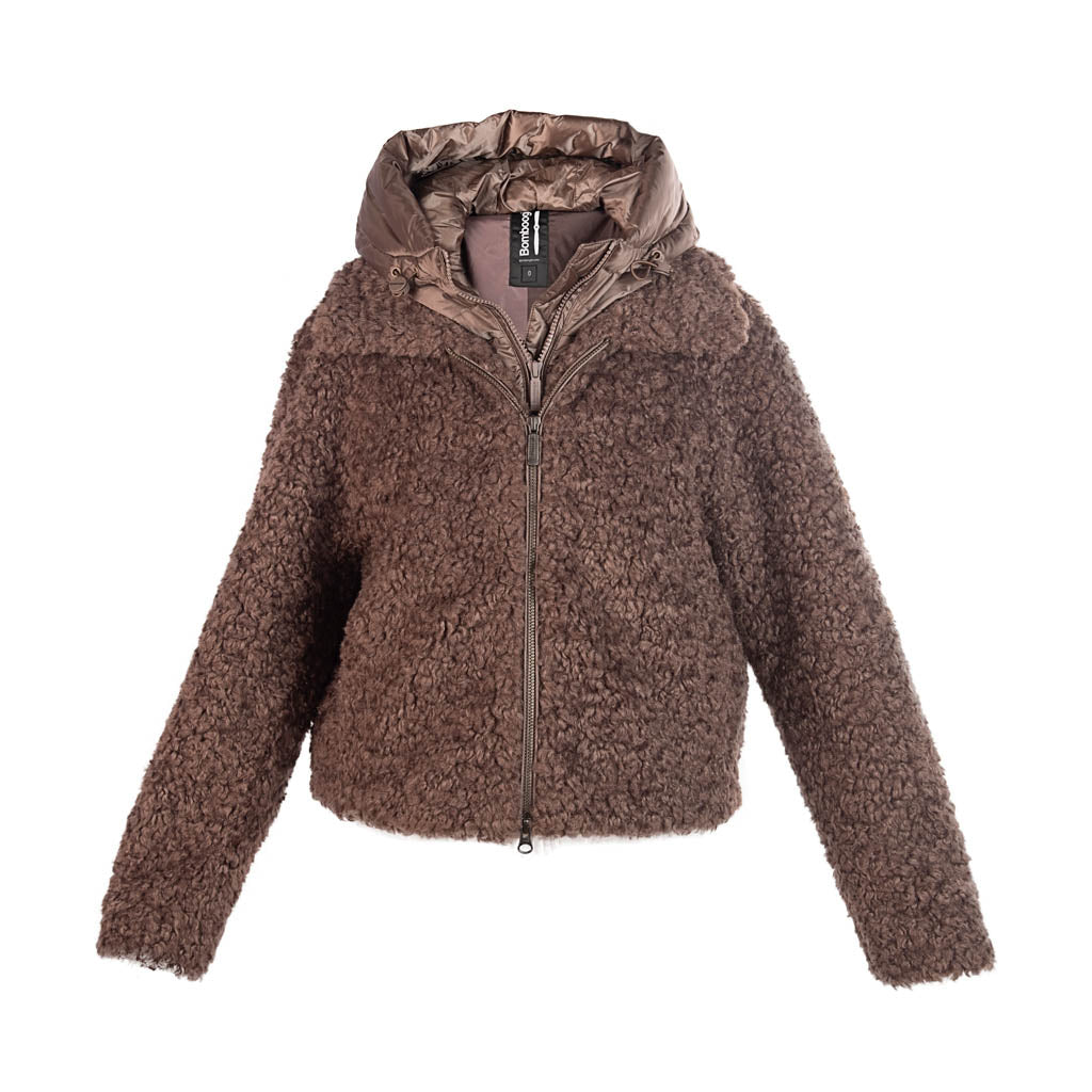 CAPPOTTO CORTO DONNA BOMBOOGIE ECOPELLICCIA EFFETTO AGNELLINO - Colori disponibili: 2