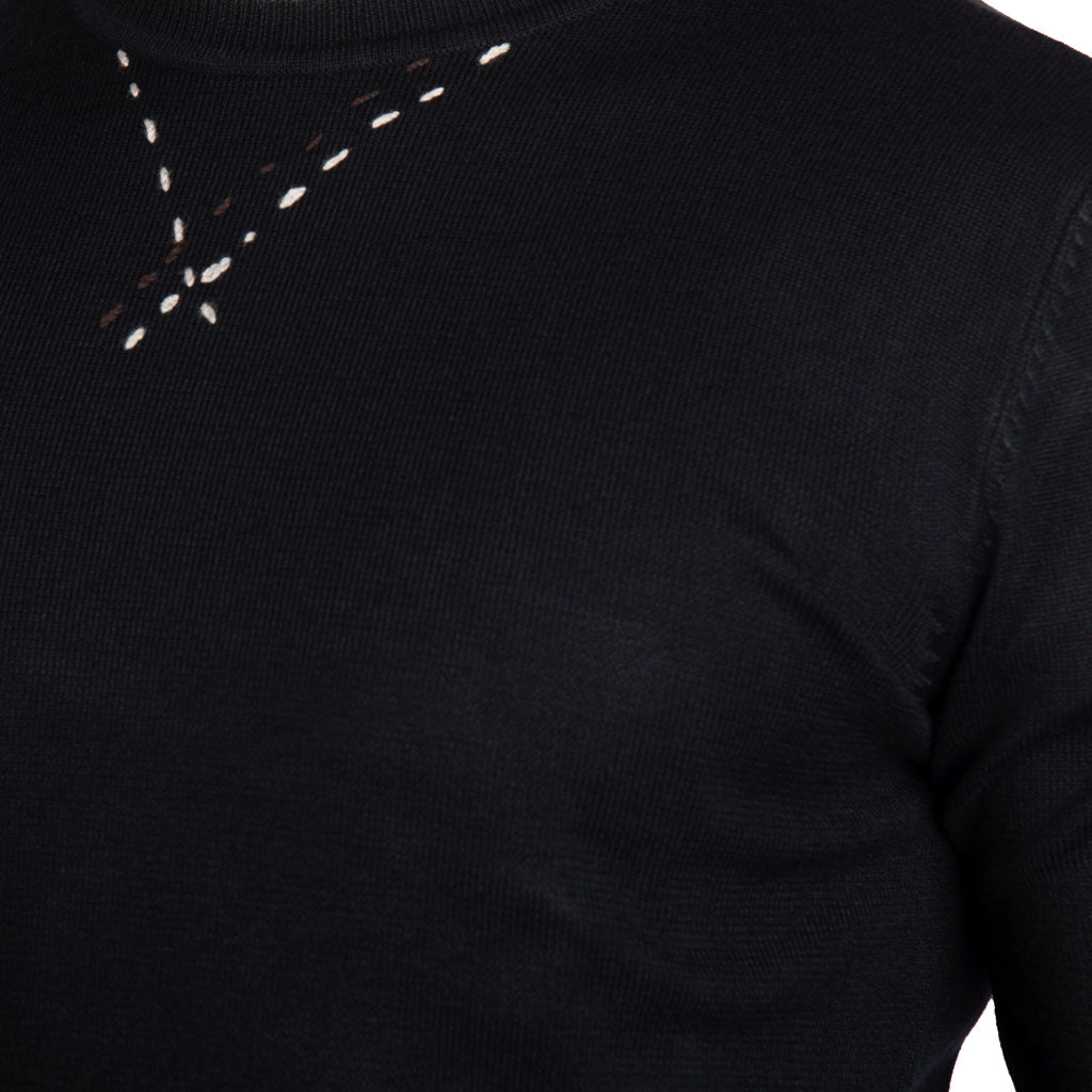 MAGLIA GIROCOLLO UOMO SEINSE CON RICAMI A CONTRASTO - Colori disponibili: 2