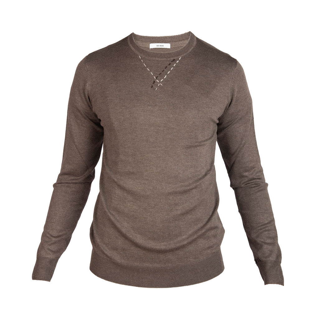 MAGLIA GIROCOLLO UOMO SEINSE CON RICAMI A CONTRASTO - Colori disponibili: 2