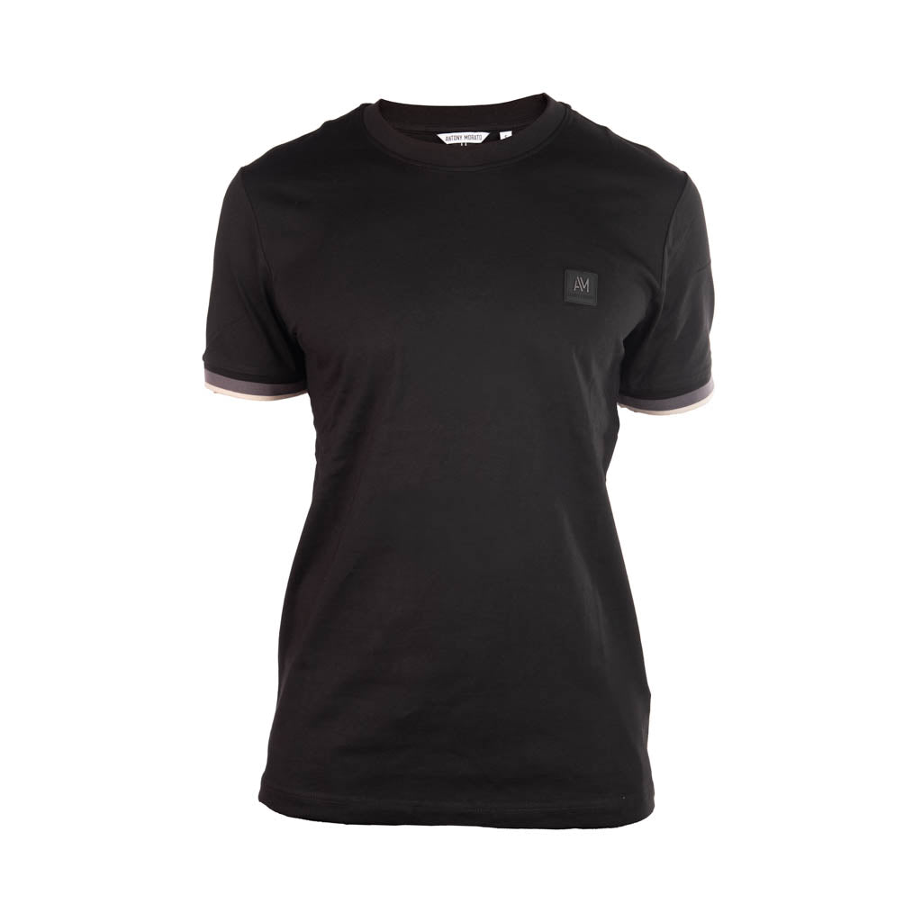 T-SHIRT ANTONY MORATO REGULAR FIT CON POLSINI A COSTINE E PATCH LOGATA - COL. NERO