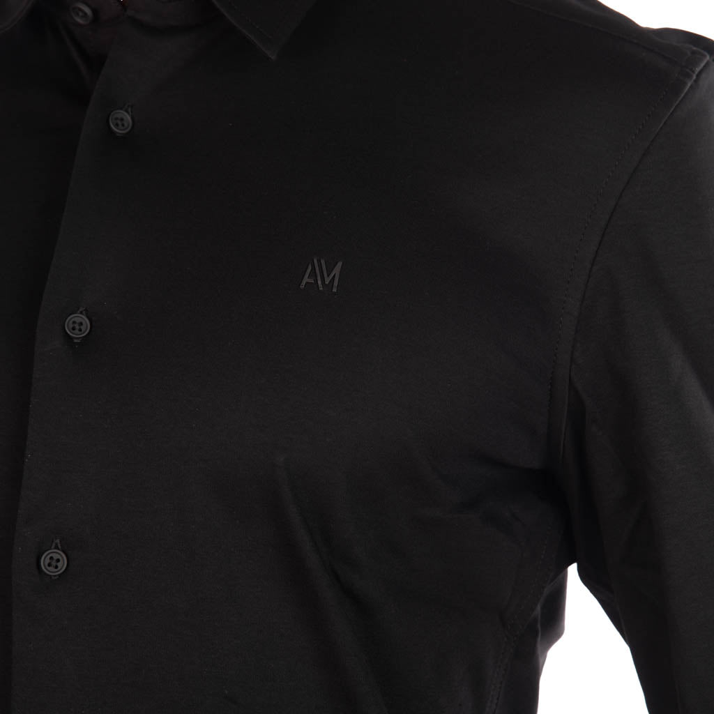 CAMICIA ANTONY MORATO SLIM FIT CON COLLO NAPOLI IN COTONE - COL. NERO