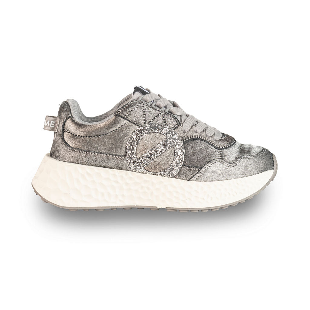 SNEAKERS DONNA NO NAME MOD. "CARTER" IN PELLE - COL. SILVER