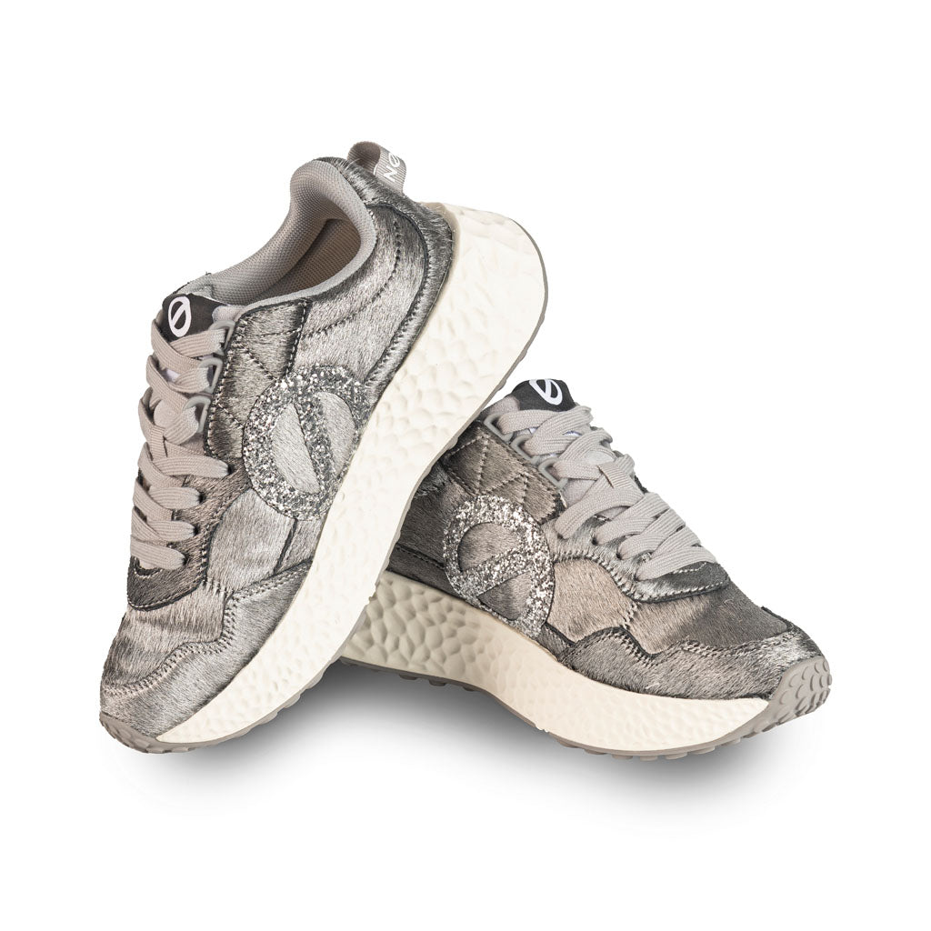 SNEAKERS DONNA NO NAME MOD. "CARTER" IN PELLE - COL. SILVER