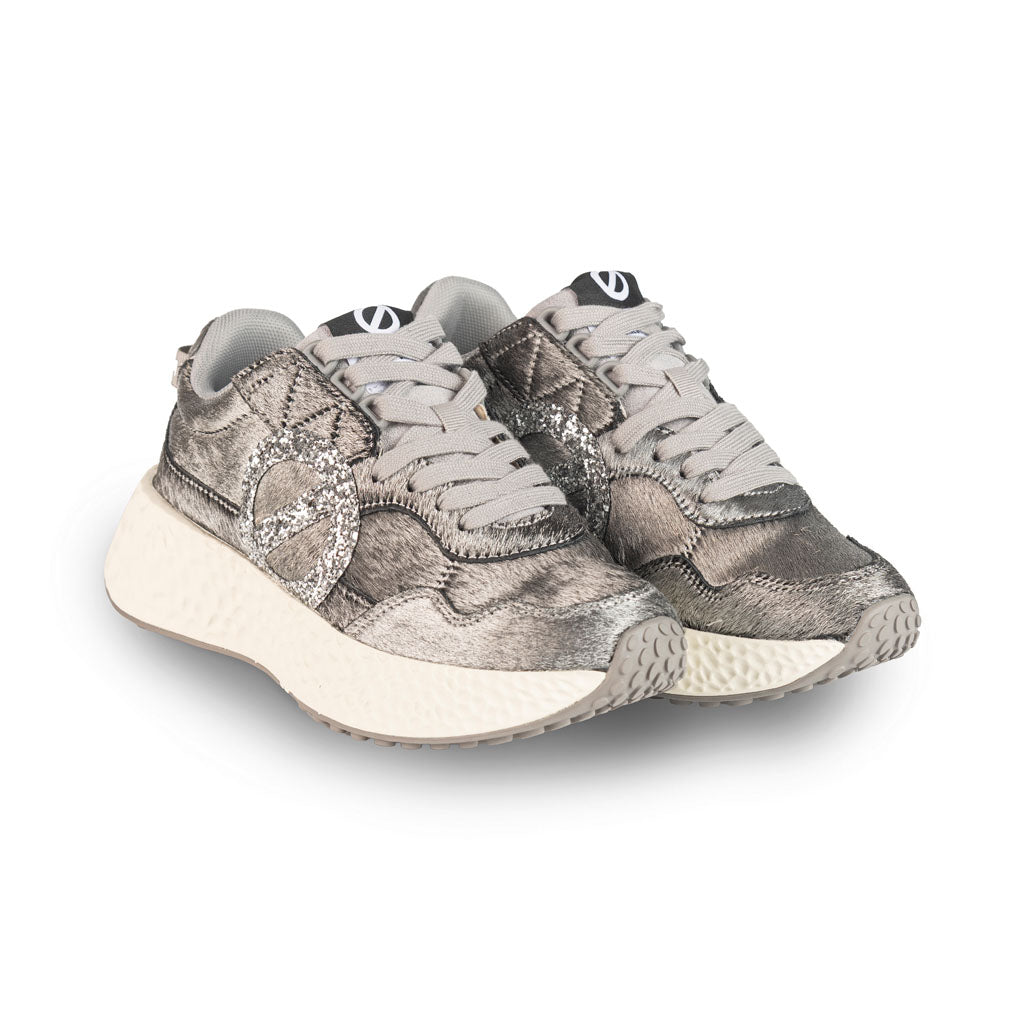 SNEAKERS DONNA NO NAME MOD. "CARTER" IN PELLE - COL. SILVER