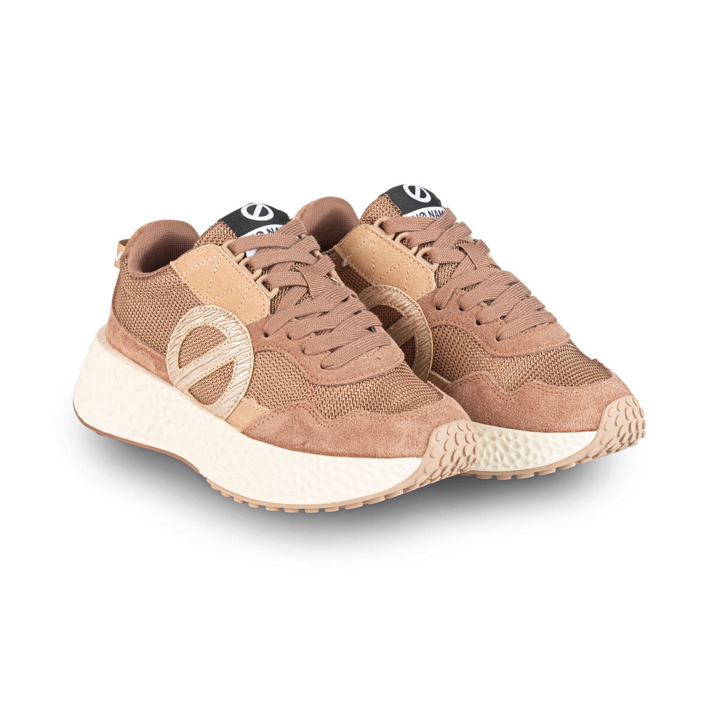 SNEAKERS DONNA NO NAME MOD. "CARTER" IN PELLE - COL. BEIGE / MARRONE