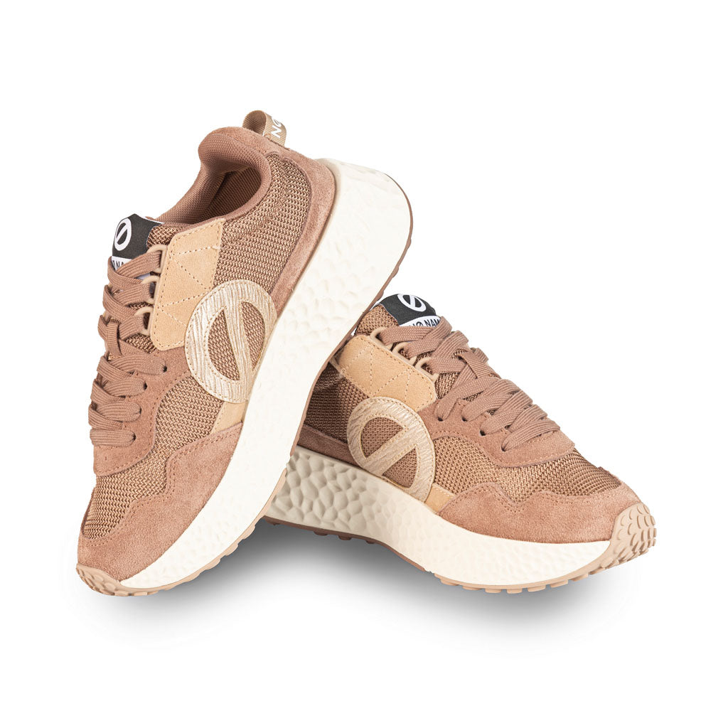 SNEAKERS DONNA NO NAME MOD. "CARTER" IN PELLE - COL. BEIGE / MARRONE