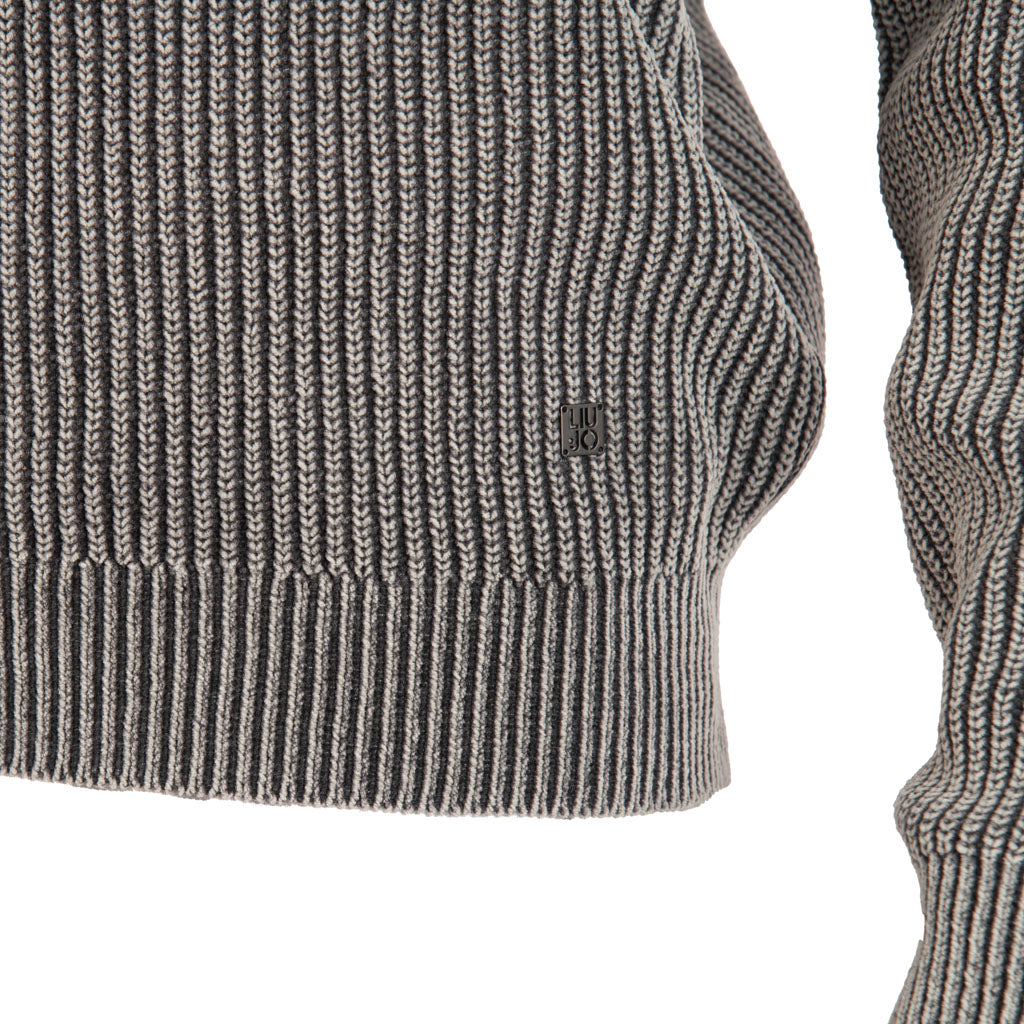 MAGLIAUOMO LIU JO CON SCOLLO A V IN MAGLIA DI MISTO COTONE - COL. GRIGIO
