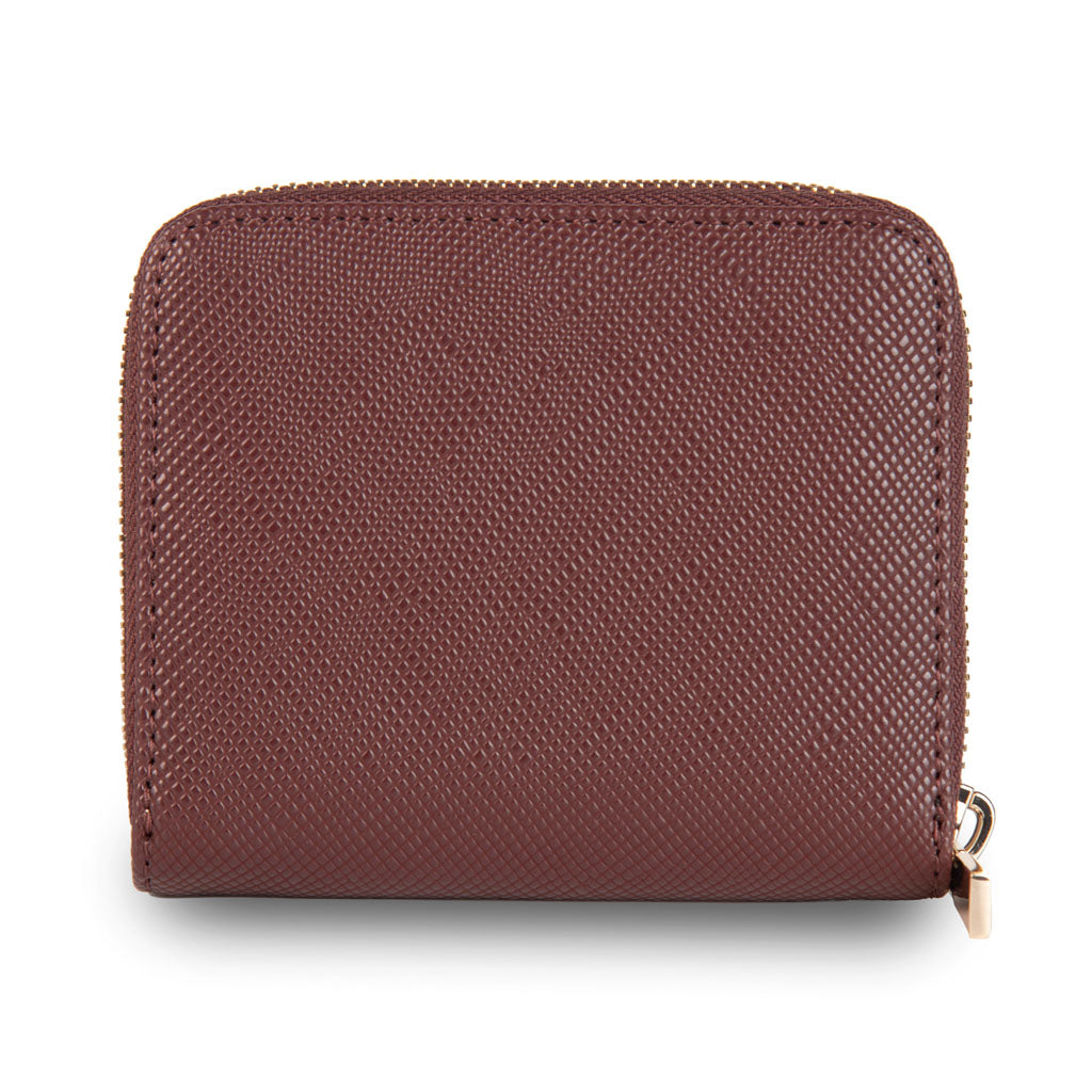 MINI PORTAFOGLIO DONNA GUESS MOD. "LAUREL" SAFFIANO - COL. BURGUNDY
