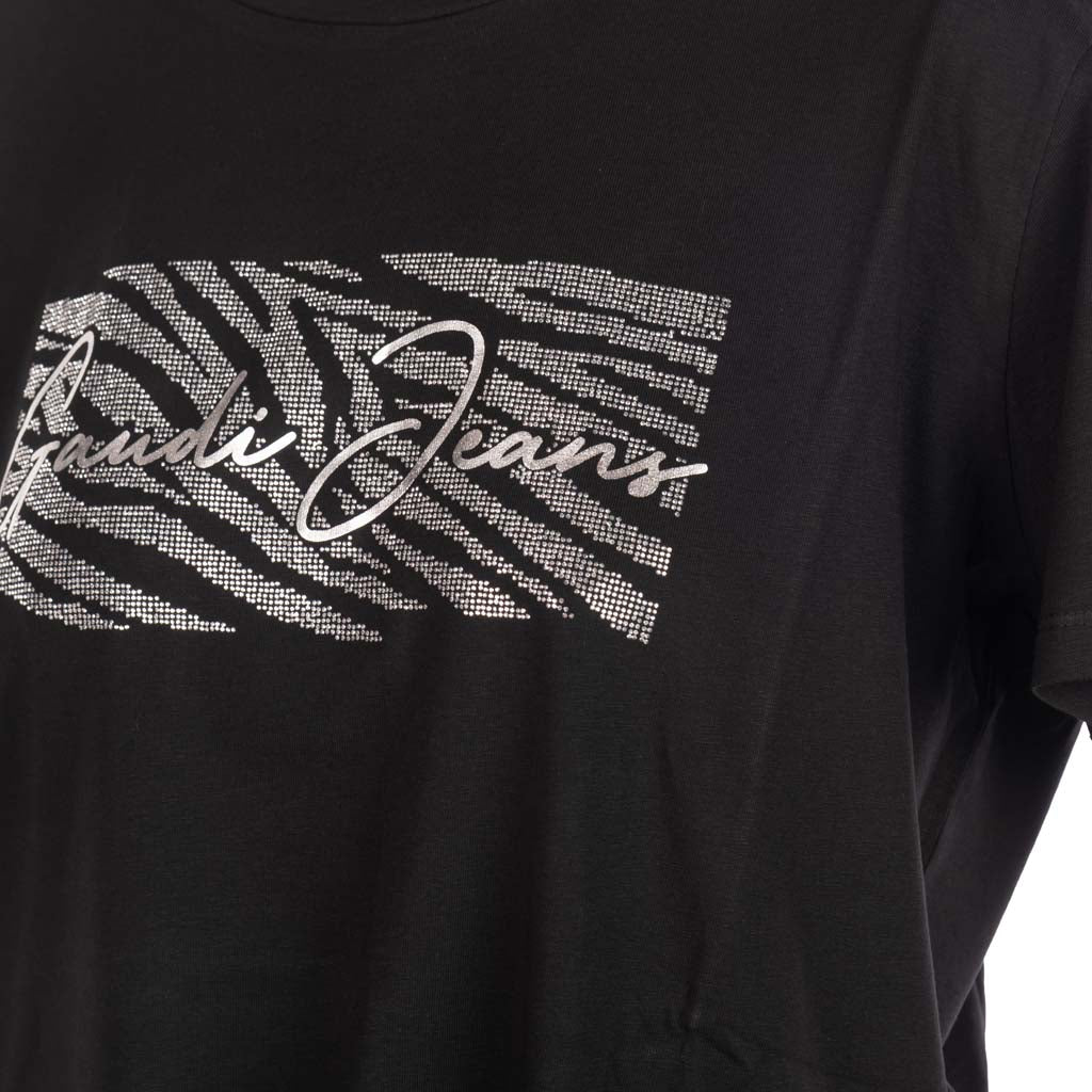 T-SHIRT DONNA GAUDI' CON STAMPA E NODO AL FONDO - Colori disponibili: 2