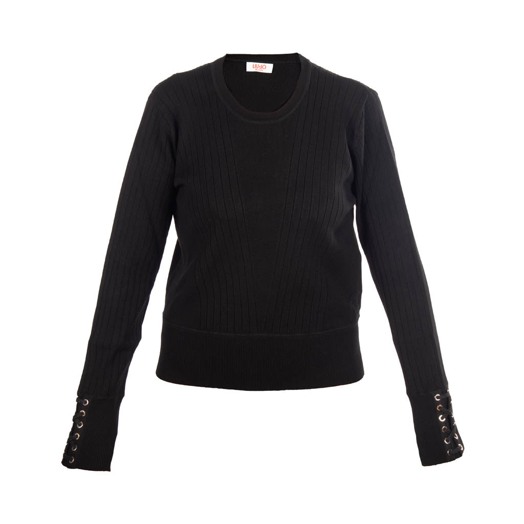 MAGLIA DONNA LIU JO CON STRINGHE - COL. NERO