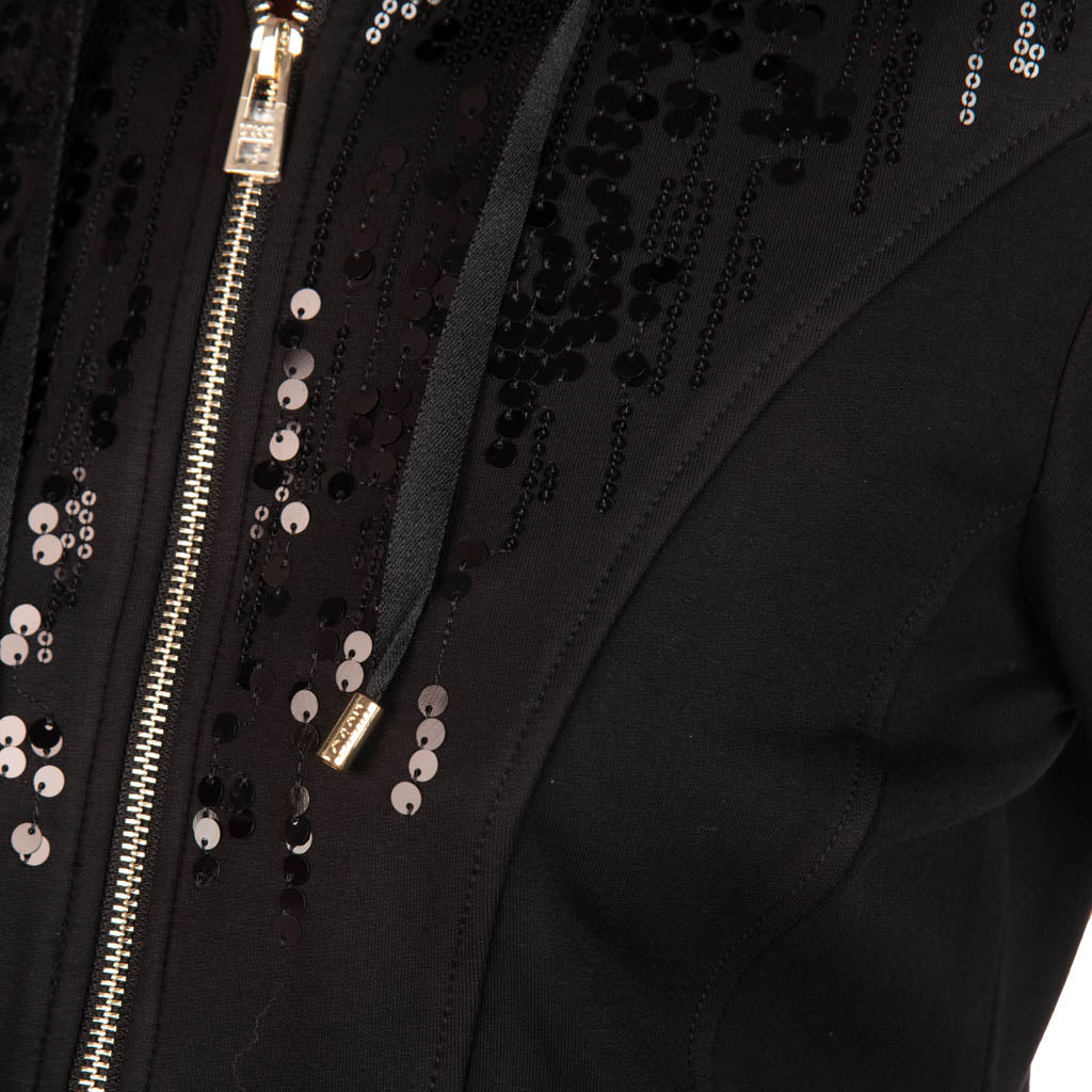 FELPA DONNA LIU JO CON CAPPUCCIO E PAILLETTES - COL. NERO