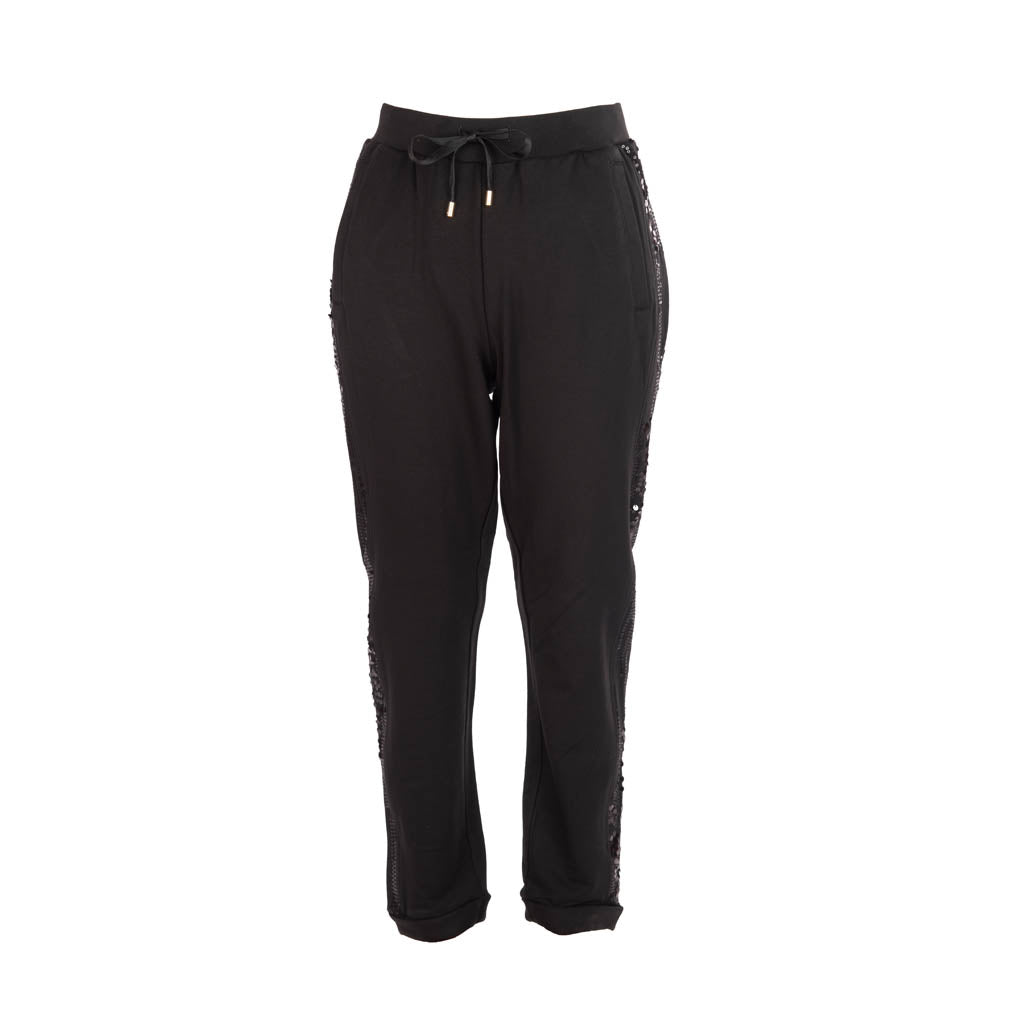 PANTALONI DONNA LIU JO IN FELPA CON PAILLETTES - COL. NERO