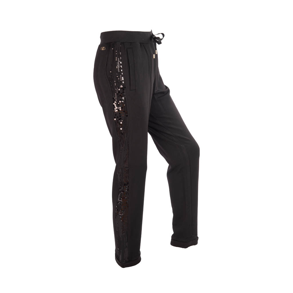 PANTALONI DONNA LIU JO IN FELPA CON PAILLETTES - COL. NERO