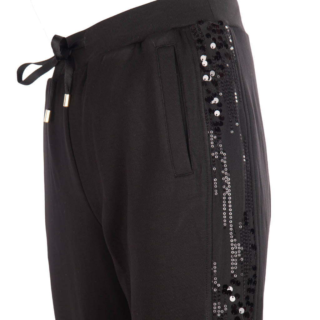 PANTALONI DONNA LIU JO IN FELPA CON PAILLETTES - COL. NERO