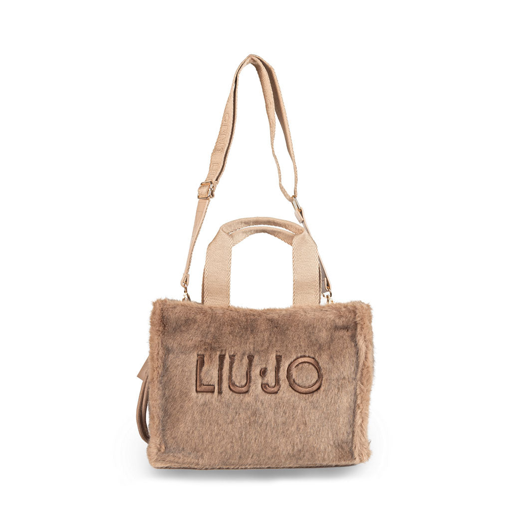 BORSA DONNA LIU JO IN ECOPELLICCIA CON MAXI LOGO - COL. LIGHT GLACE