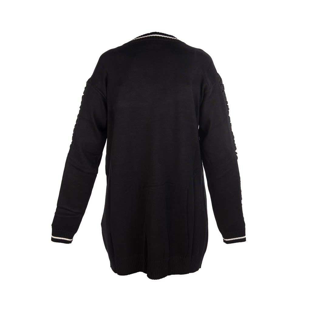 MAXI MAGLIA DONNA LIU JO CON INSERTO IN GEORGETTE - COL. NERO