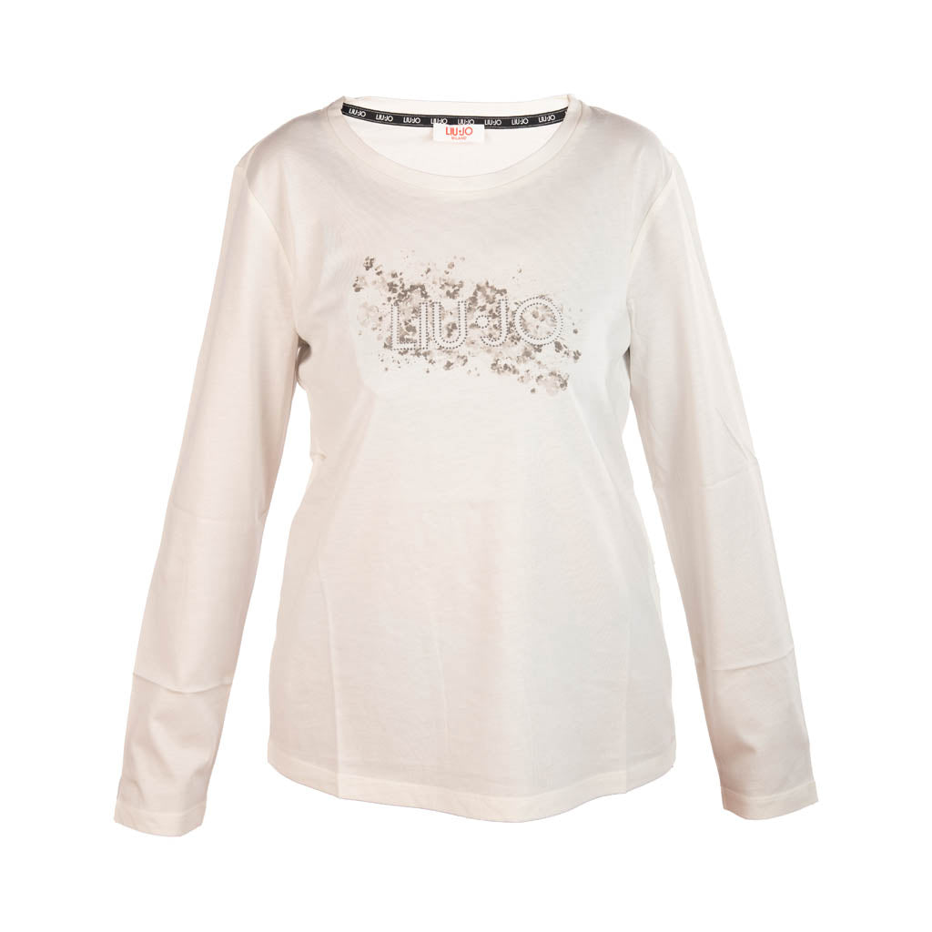 T-SHIRT DONNA LIU JO CON LOGO FRONTALE IN COTONE - COL. BIANCO