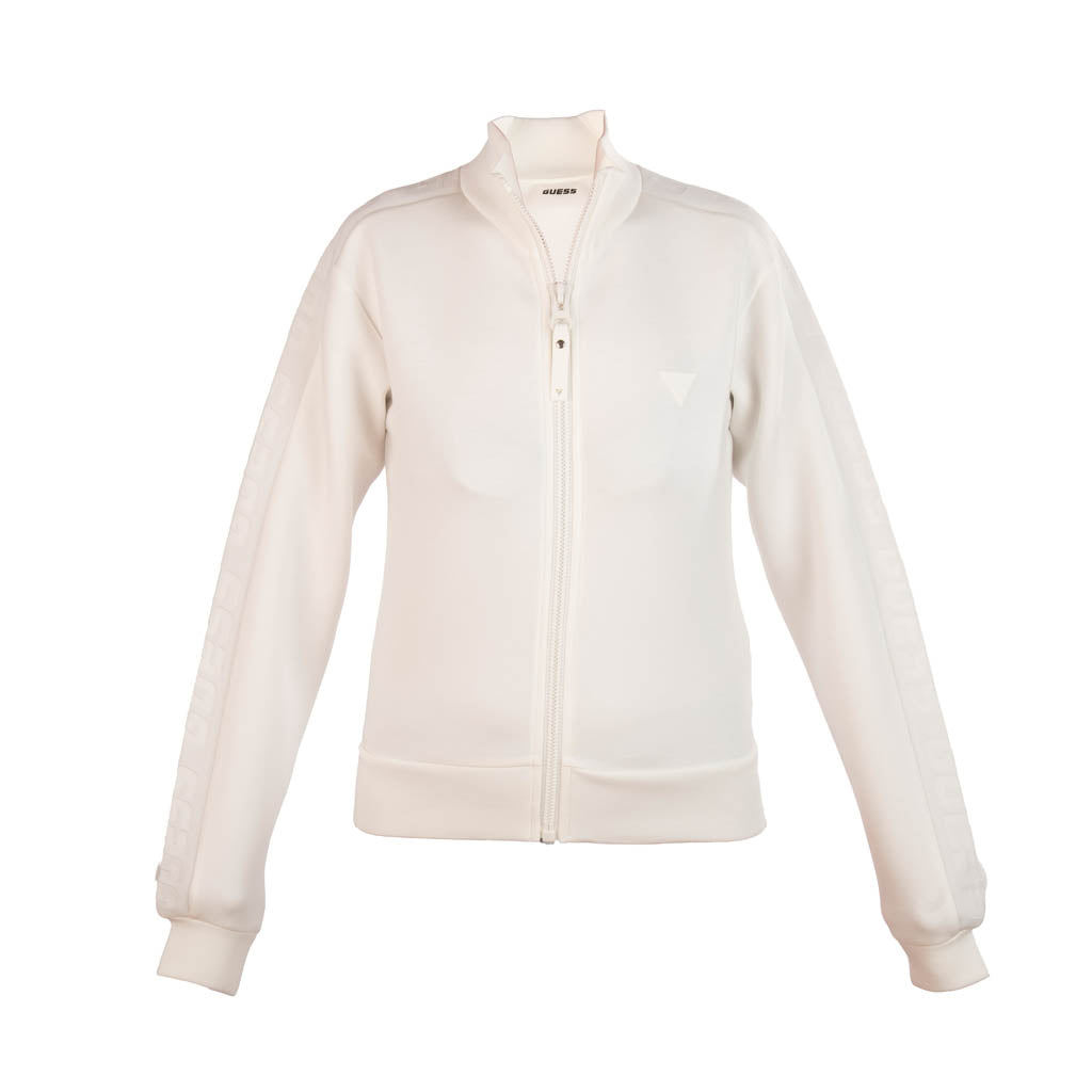 FELPA DONNA GUESS CON BANDA LATERALE - COL. BIANCO
