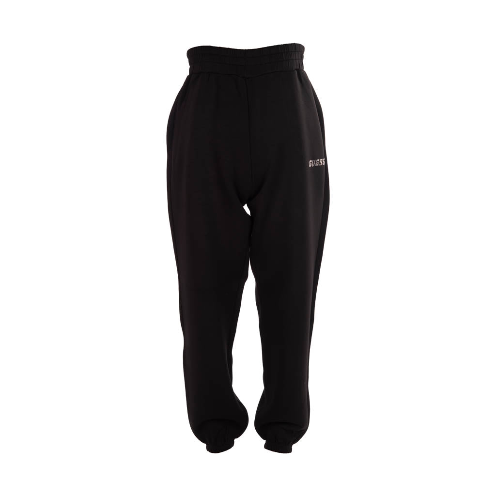 PANTALONE JOGGER DONNA GUESS CON LOGO IN STRASS - COL. NERO