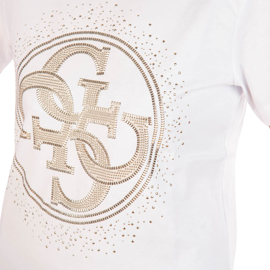 T-SHIRT DONNA GUESS IN COTONE CON LOGO - COL. BIANCO