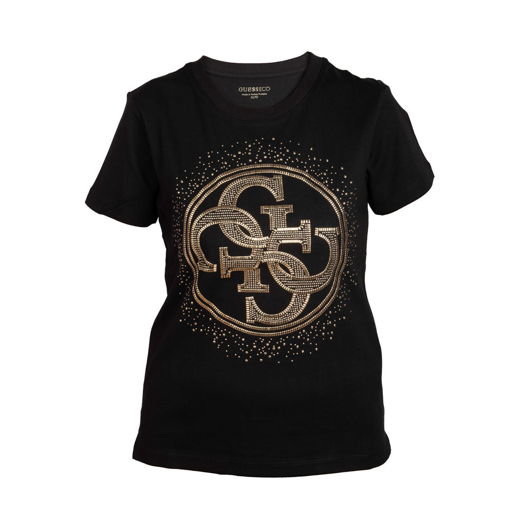 T-SHIRT DONNA GUESS REGULAR FIT CON MAXI LOGO - COL. NERO
