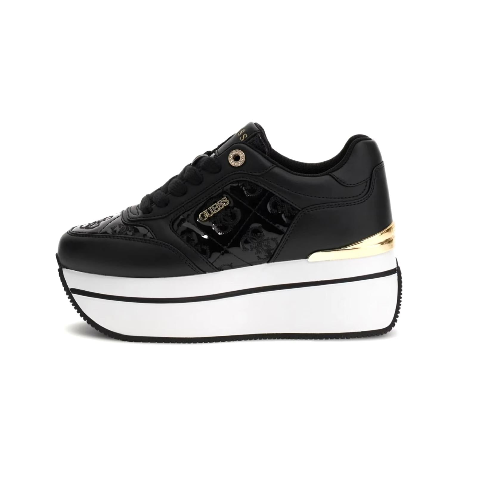 SCARPE RUNNER DONNA GUESS CAMRIO IN ECOPELLE 4G LOGO - COL. NERO