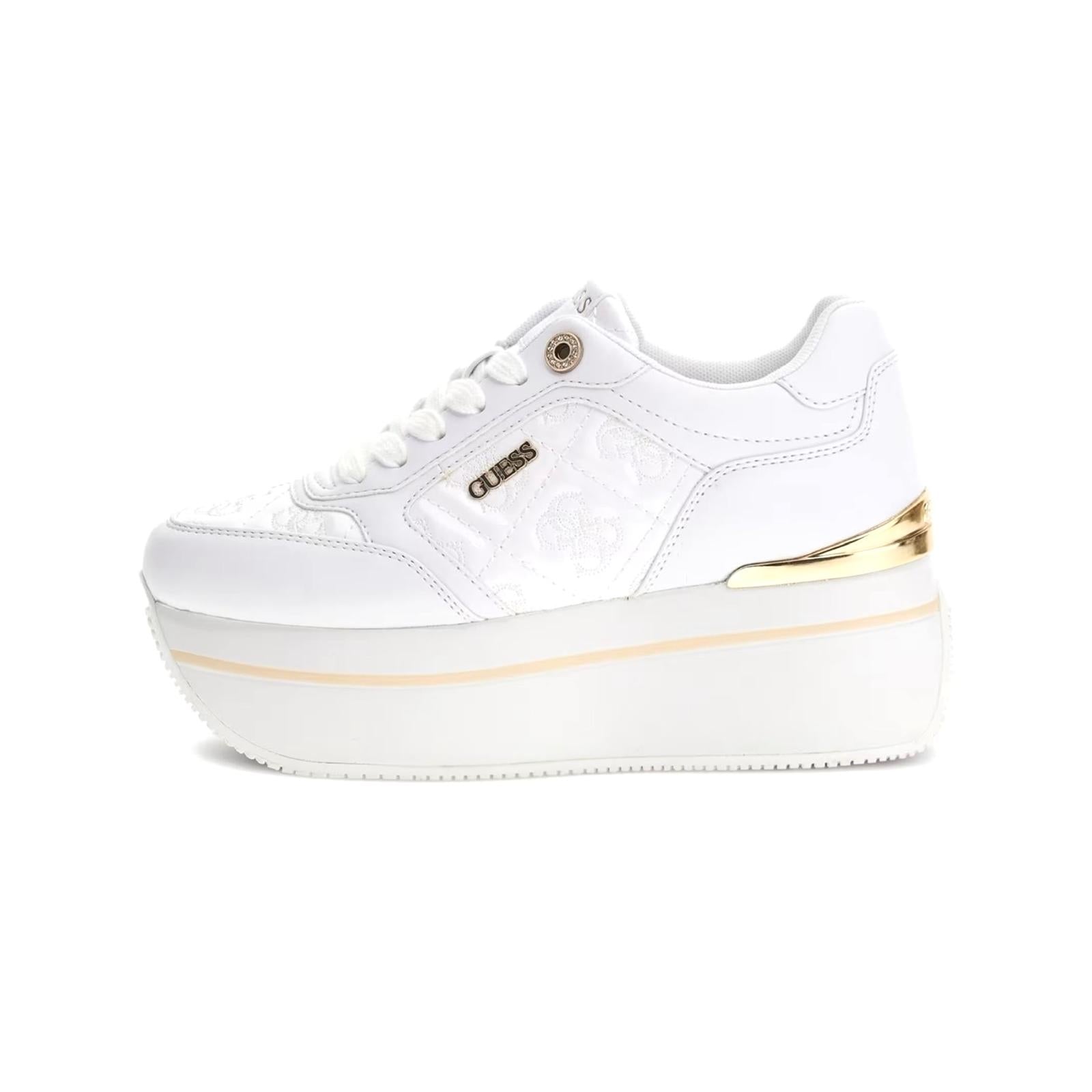 SCARPE RUNNER DONNA GUESS CAMRIO IN ECOPELLE 4G LOGO - COL. BIANCO